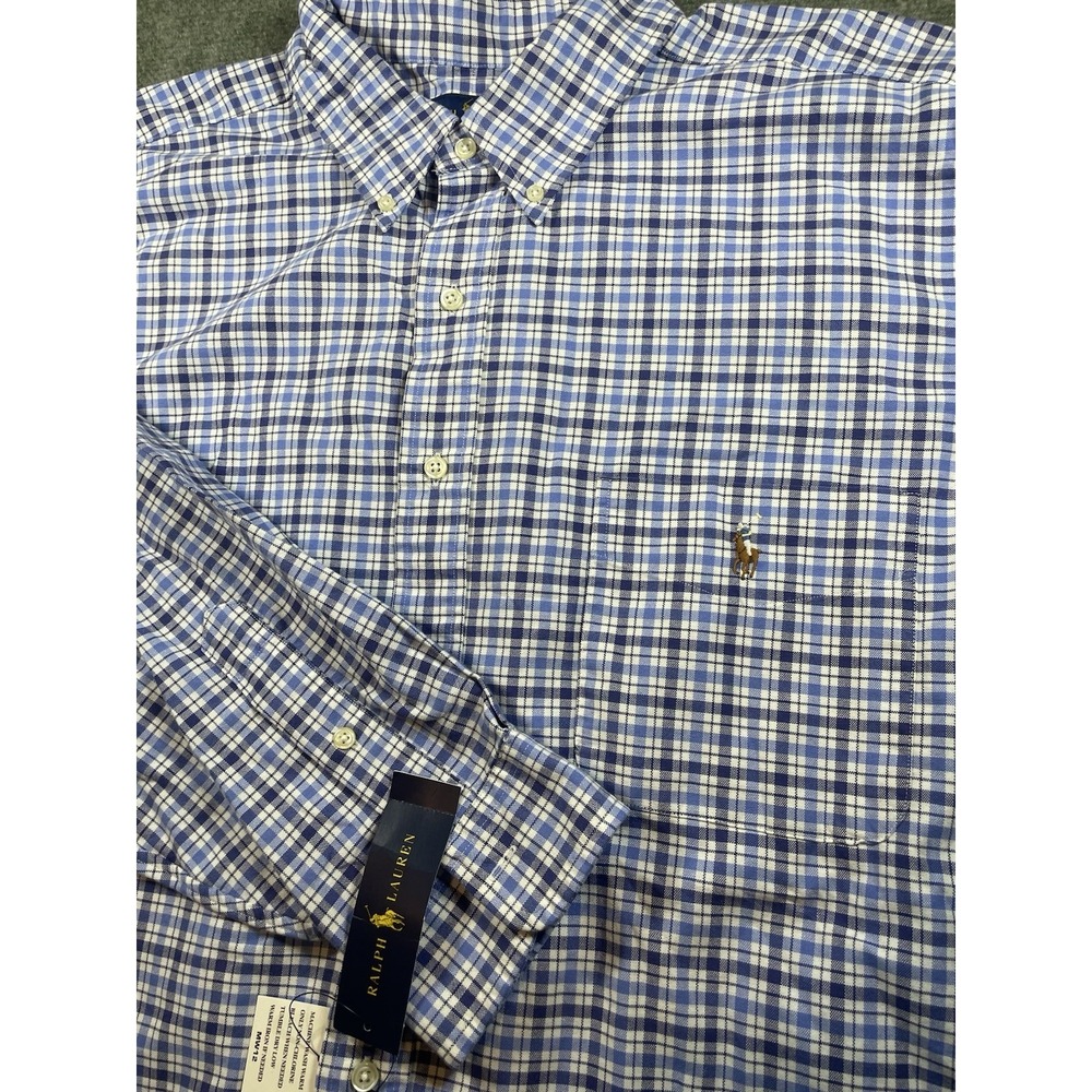 Ralph Lauren Men's 2XLB Classic Fit Long Sleeve Blue  Plaid Shirt NWT